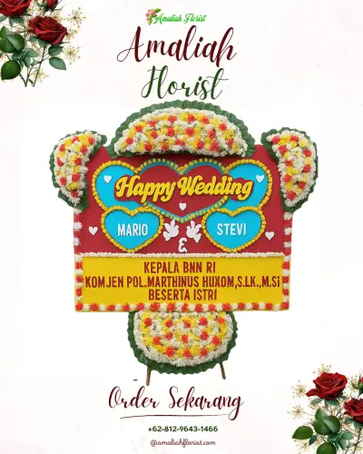 Karangan Papan Bunga Pernikahan di Cepokomulyo
